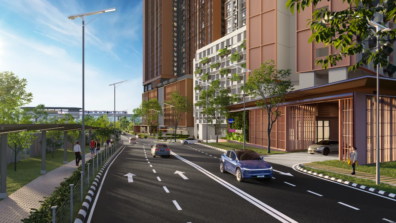 The Queenswoodz grand Arrival drop-off at the lobby, artist's impression